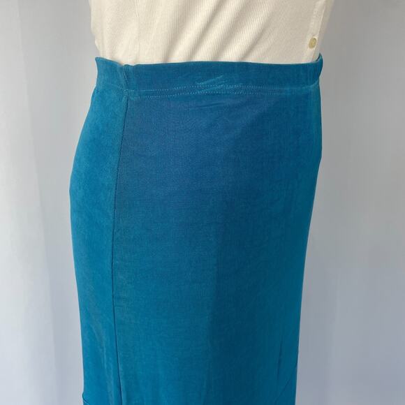 Y2K Tiered Skirt Plus Size 3X Blue Solid Ruffle Stretch Whimsical Fairy Boho Vtg - Picture 5 of 14